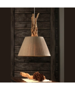 Lampadario "woody" legno e sabbia, e27